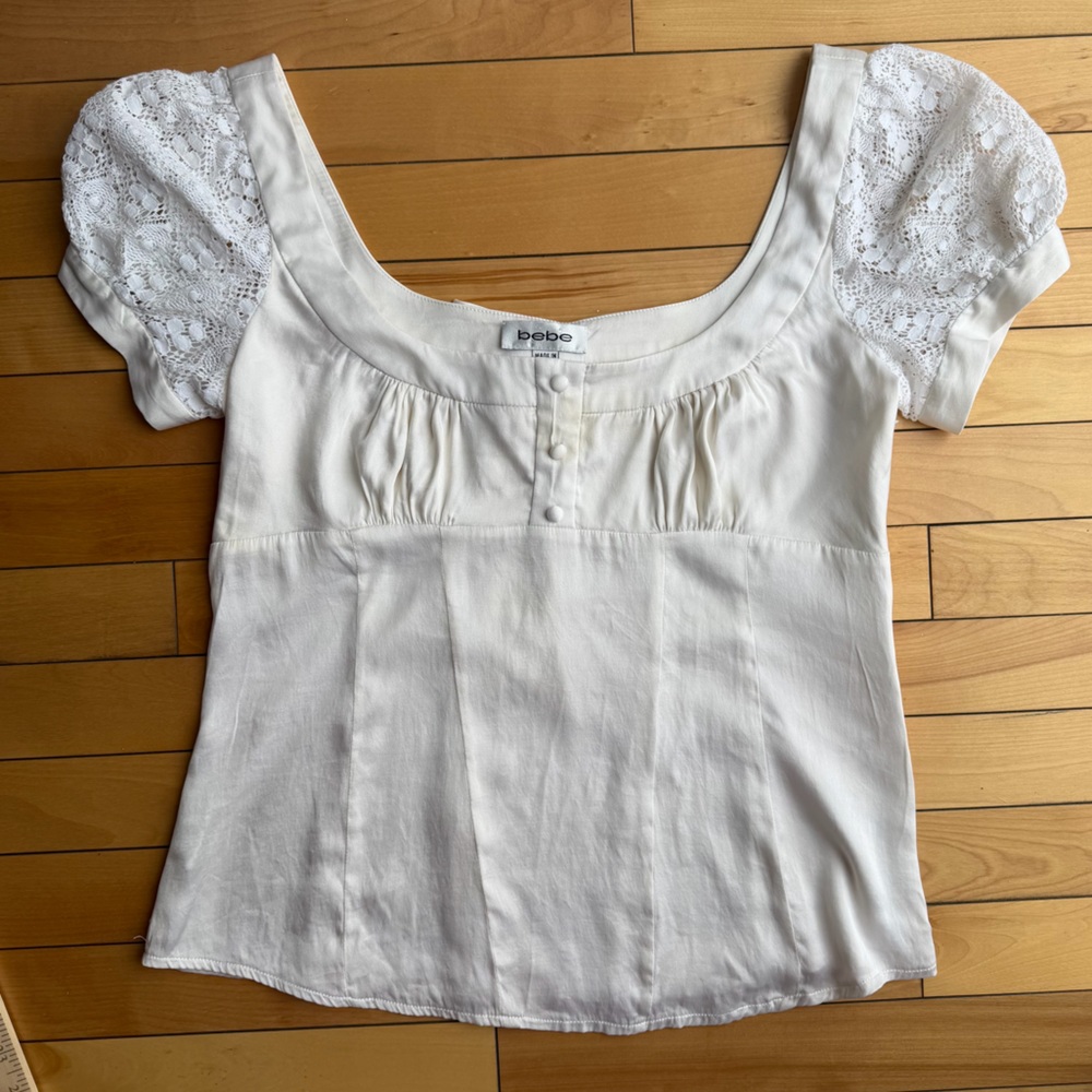 vintage y2k bebe silk milkmaid top size medium